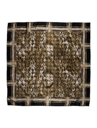Pre-owned Escada Silk Animal Print Scarf In Green