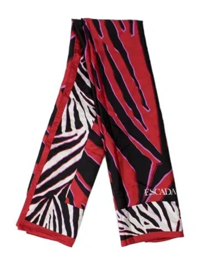 Pre-owned Escada Silk Animal Print Scarf In Red