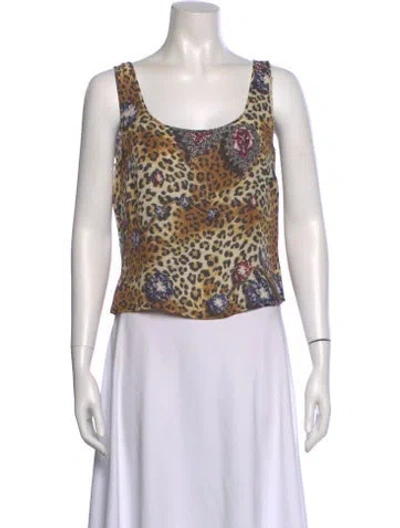 Pre-owned Escada Silk Animal Print Top In Black