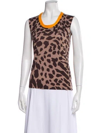 Pre-owned Escada Silk Animal Print Top In Black