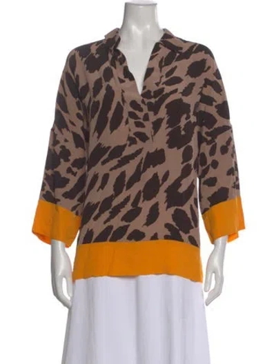 Pre-owned Escada Silk Animal Print Top In Multi