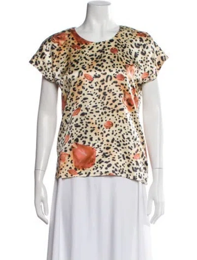 Pre-owned Escada Silk Animal Print Top In Neutral