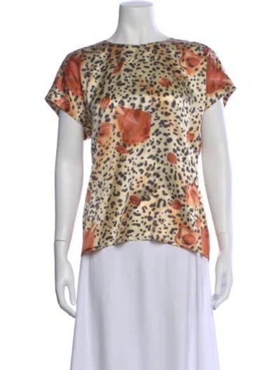 Pre-owned Escada Silk Animal Print Top In Neutral