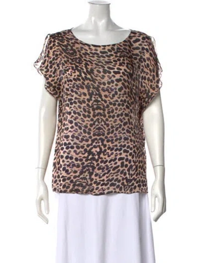 Pre-owned Escada Silk Animal Print Top In Neutral