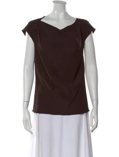 Pre-owned Escada Silk Asymmetrical Top In Brown