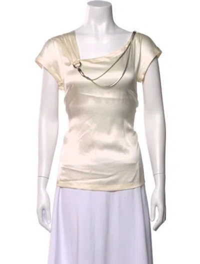 Pre-owned Escada Silk Asymmetrical Top In Neutral