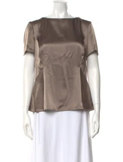 Pre-owned Escada Silk Bateau Neckline Blouse In Neutral