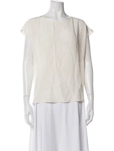 Pre-owned Escada Silk Bateau Neckline Blouse In Neutrals