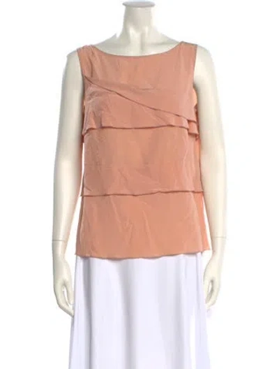 Pre-owned Escada Silk Bateau Neckline Blouse In Pink