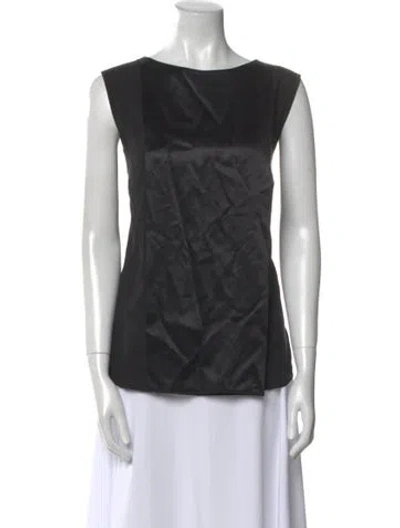 Pre-owned Escada Silk Bateau Neckline Top In Black