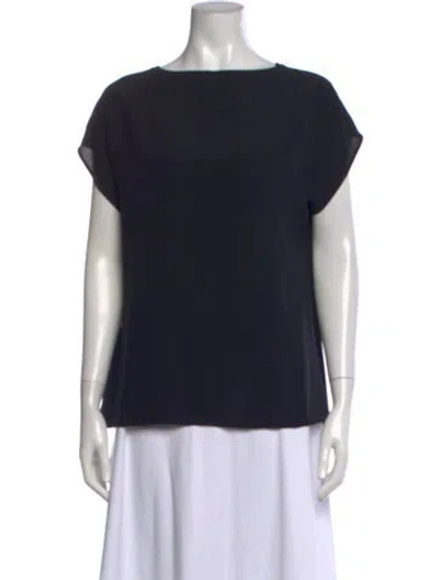 Pre-owned Escada Silk Bateau Neckline Top In Blue
