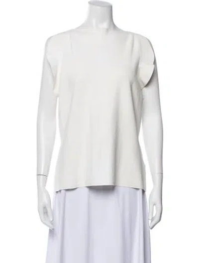Pre-owned Escada Silk Bateau Neckline Top In Neutral
