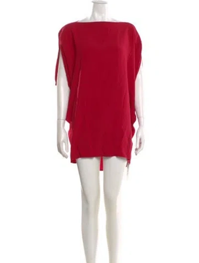 Pre-owned Escada Silk Bateau Neckline Top In Red