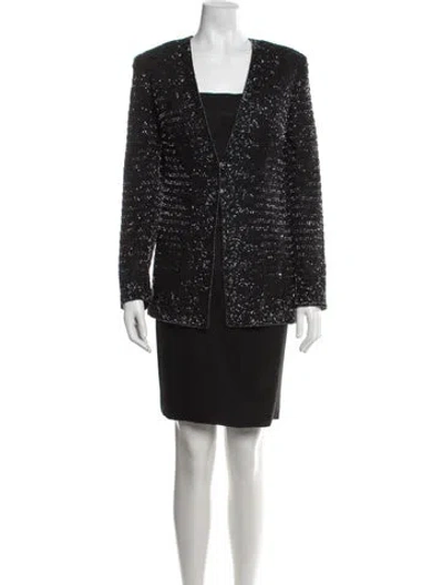 Pre-owned Escada Silk Beaded Accents Dress Set In Black