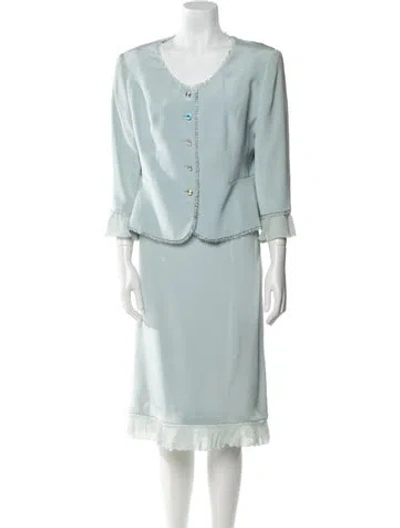 Pre-owned Escada Silk Beaded Accents Skirt Set In Blue
