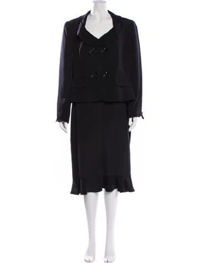 Pre-owned Escada Silk Bow Accents Skirt Suit In Black