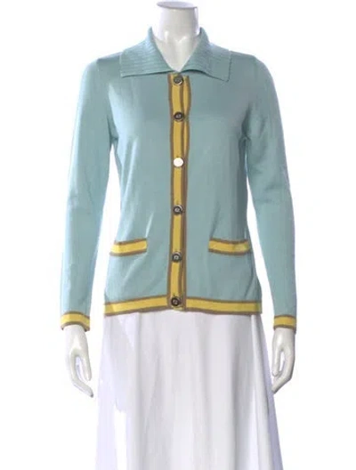Pre-owned Escada Silk Colorblock Pattern Sweater In Blue