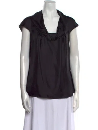 Pre-owned Escada Silk Cowl Neck Blouse In Black