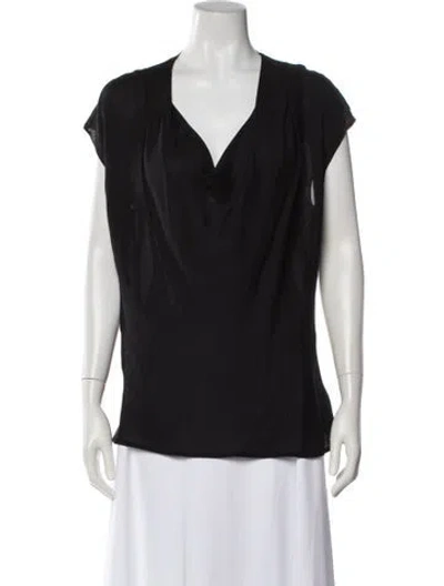 Pre-owned Escada Silk Cowl Neck Blouse In Black