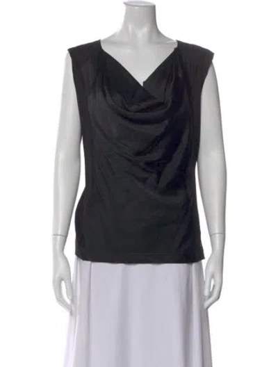 Pre-owned Escada Silk Cowl Neck Blouse In Blue