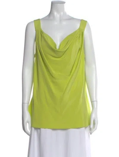 Pre-owned Escada Silk Cowl Neck Blouse In Green