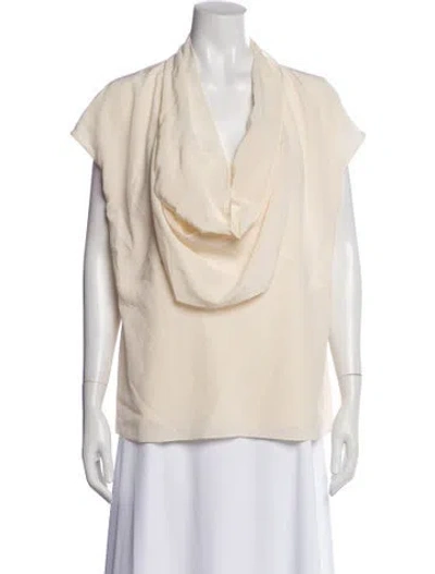 Pre-owned Escada Silk Cowl Neck Blouse In Neutral
