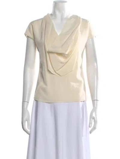 Pre-owned Escada Silk Cowl Neck Blouse In Neutrals
