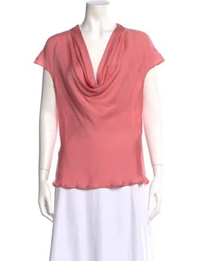 Pre-owned Escada Silk Cowl Neck Blouse In Pink