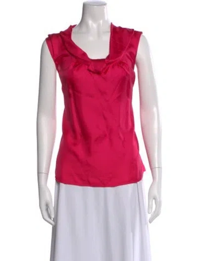 Pre-owned Escada Silk Cowl Neck Blouse In Pink
