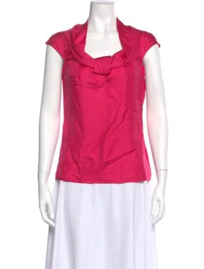 Pre-owned Escada Silk Cowl Neck Blouse In Pink