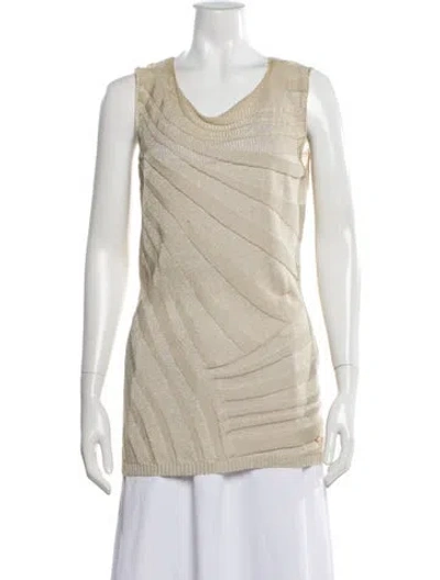 Pre-owned Escada Silk Cowl Neck Sweater In White