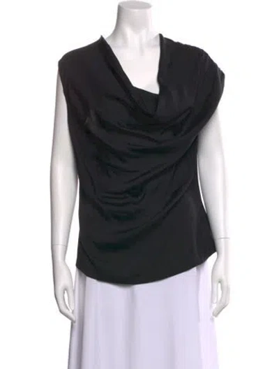 Pre-owned Escada Silk Cowl Neck Top In Black