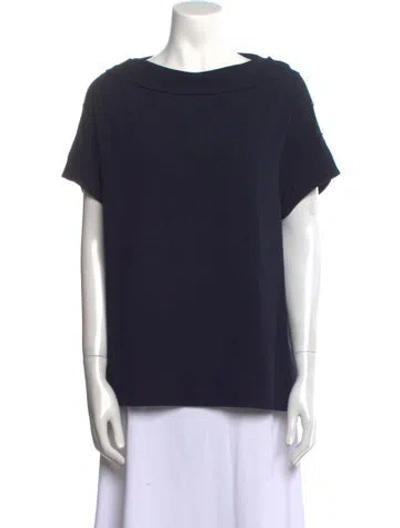 Pre-owned Escada Silk Cowl Neck Top In Blue