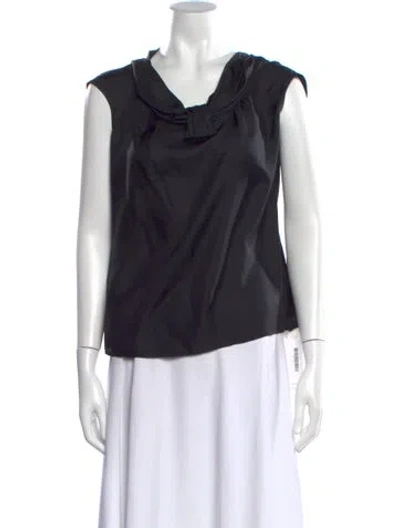 Pre-owned Escada Silk Cowl Neck Top In Blue