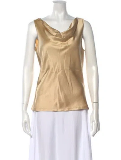 Pre-owned Escada Silk Cowl Neck Top In Gold