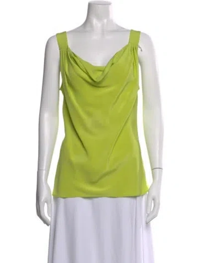 Pre-owned Escada Silk Cowl Neck Top In Green
