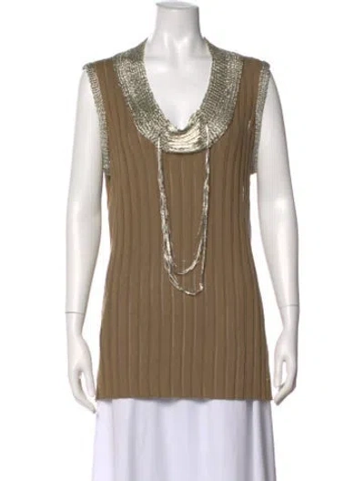 Pre-owned Escada Silk Cowl Neck Top In Neutral