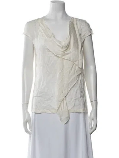 Pre-owned Escada Silk Cowl Neck Top In White