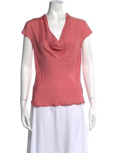 Pre-owned Escada Silk Cowl Neck T-shirt In Pink