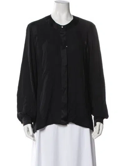 Pre-owned Escada Silk Crew Neck Blouse In Black