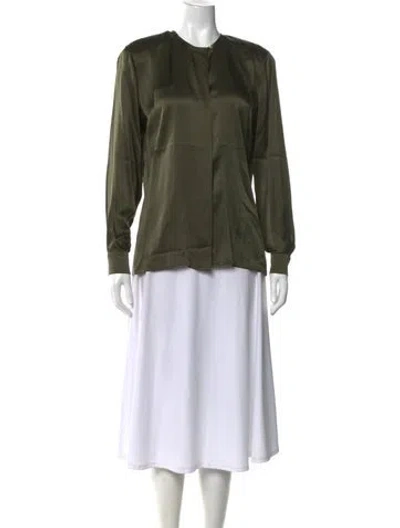 Pre-owned Escada Silk Crew Neck Blouse In Green