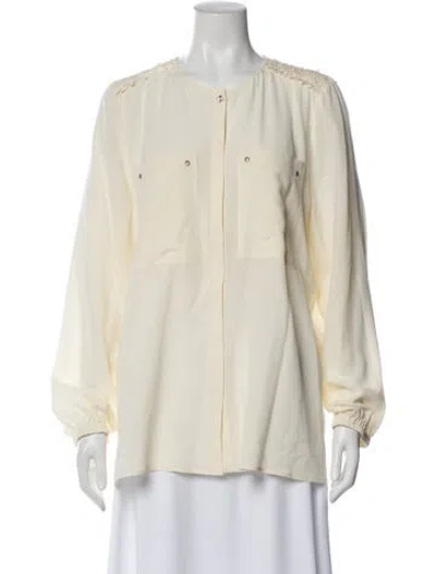 Pre-owned Escada Silk Crew Neck Blouse In Neutral