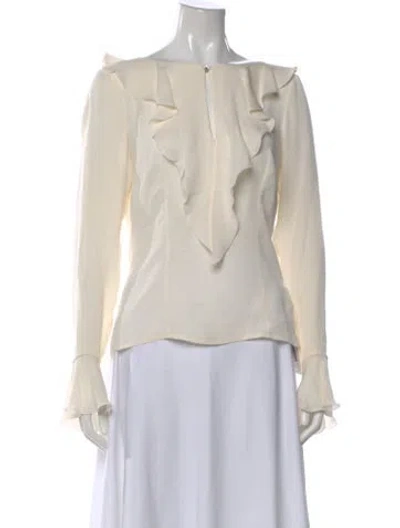 Pre-owned Escada Silk Crew Neck Blouse In Neutral
