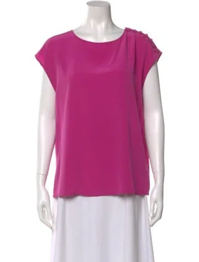 Pre-owned Escada Silk Crew Neck Blouse In Pink