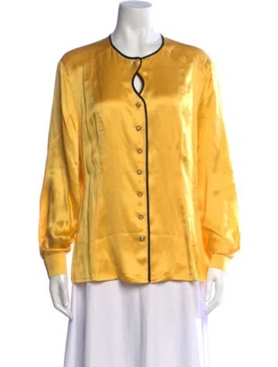 Pre-owned Escada Silk Crew Neck Blouse In Yellow