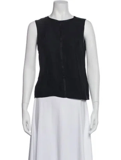 Pre-owned Escada Silk Crew Neck Top In Black