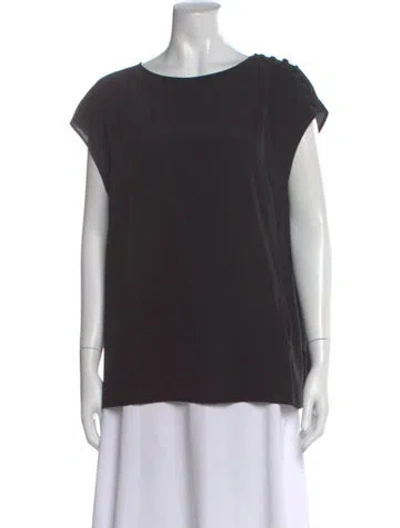 Pre-owned Escada Silk Crew Neck Top In Black