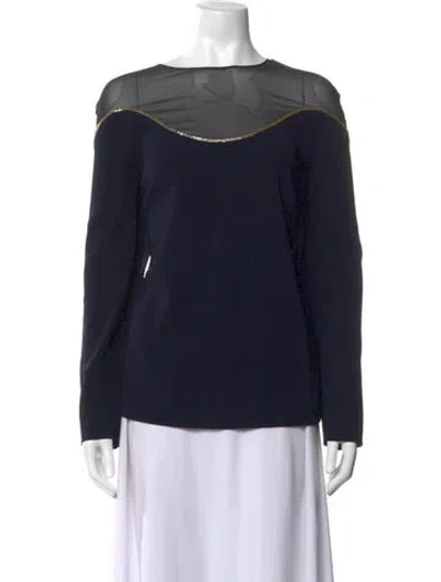 Pre-owned Escada Silk Crew Neck Top In Blue