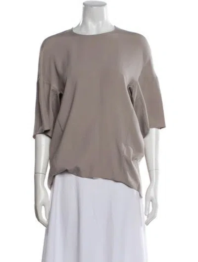 Pre-owned Escada Silk Crew Neck Top In Gray