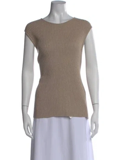 Pre-owned Escada Silk Crew Neck Top In Neutral